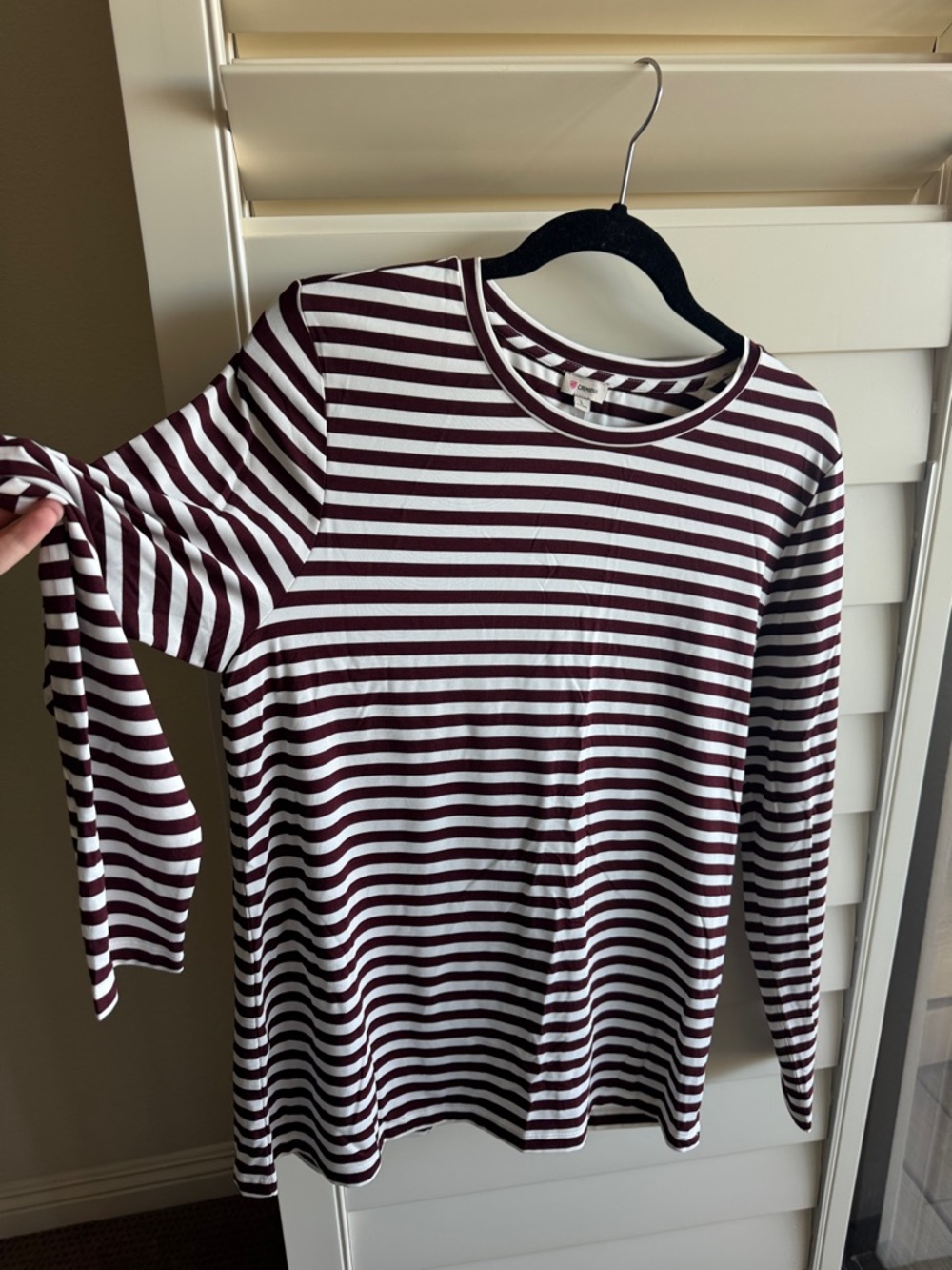 Striped Long Sleeve Tee in White & Brown!🤎🤍🤎🤍🤎🤍🤎🤍🤎